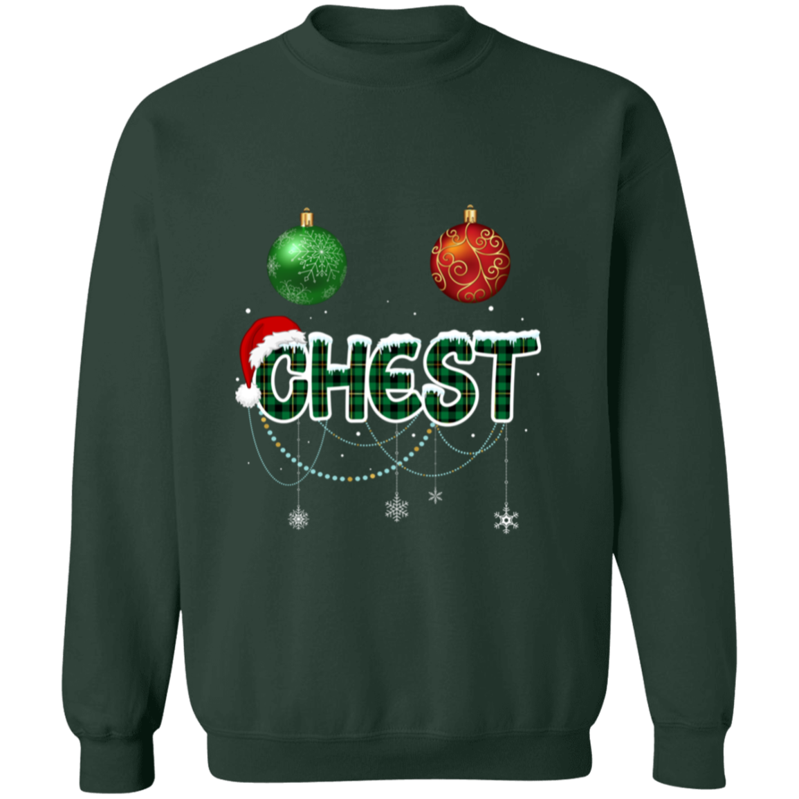 CHRISTMAS COUPLES "CHEST NUTS" FUNNY / UNISEX SOFT PULLOVER CREWNECK SWEATSHIRT