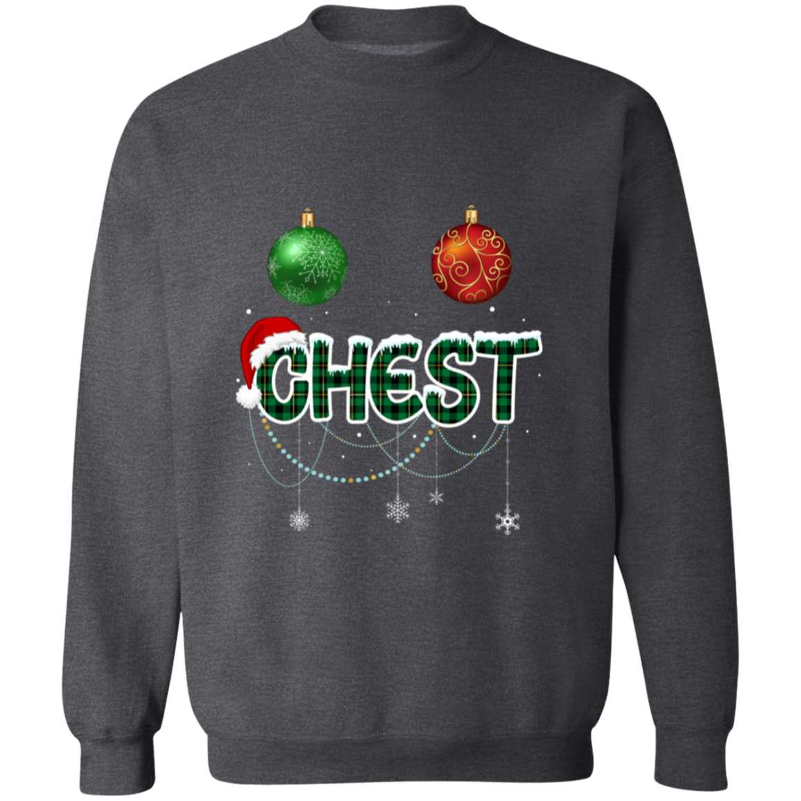 CHRISTMAS COUPLES "CHEST NUTS" FUNNY / UNISEX SOFT PULLOVER CREWNECK SWEATSHIRT