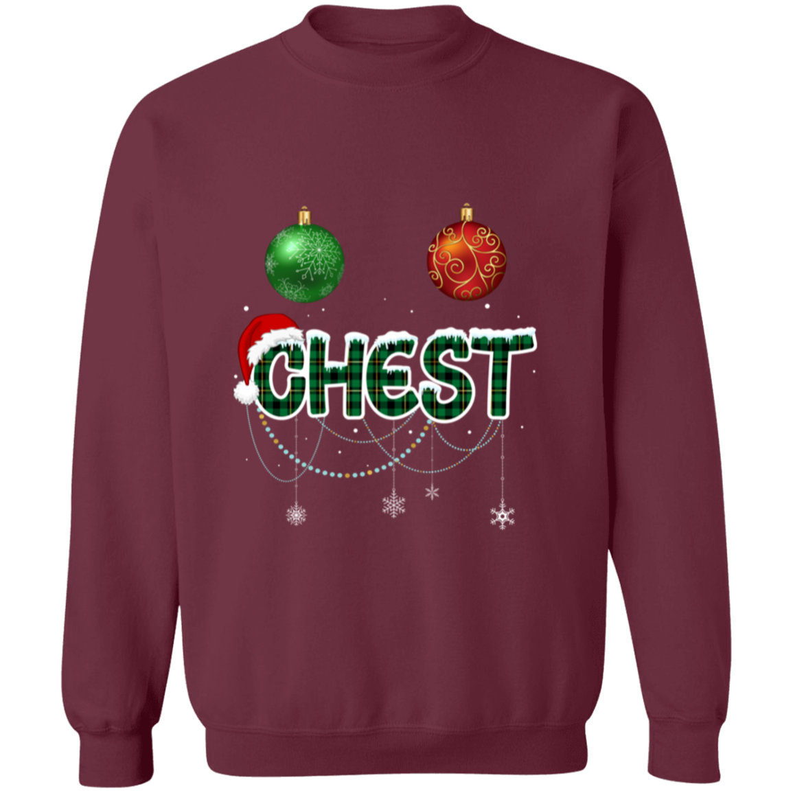 CHRISTMAS COUPLES "CHEST NUTS" FUNNY / UNISEX SOFT PULLOVER CREWNECK SWEATSHIRT