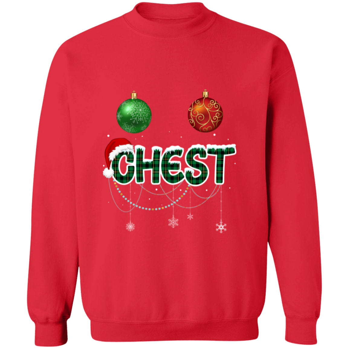 CHRISTMAS COUPLES "CHEST NUTS" FUNNY / UNISEX SOFT PULLOVER CREWNECK SWEATSHIRT