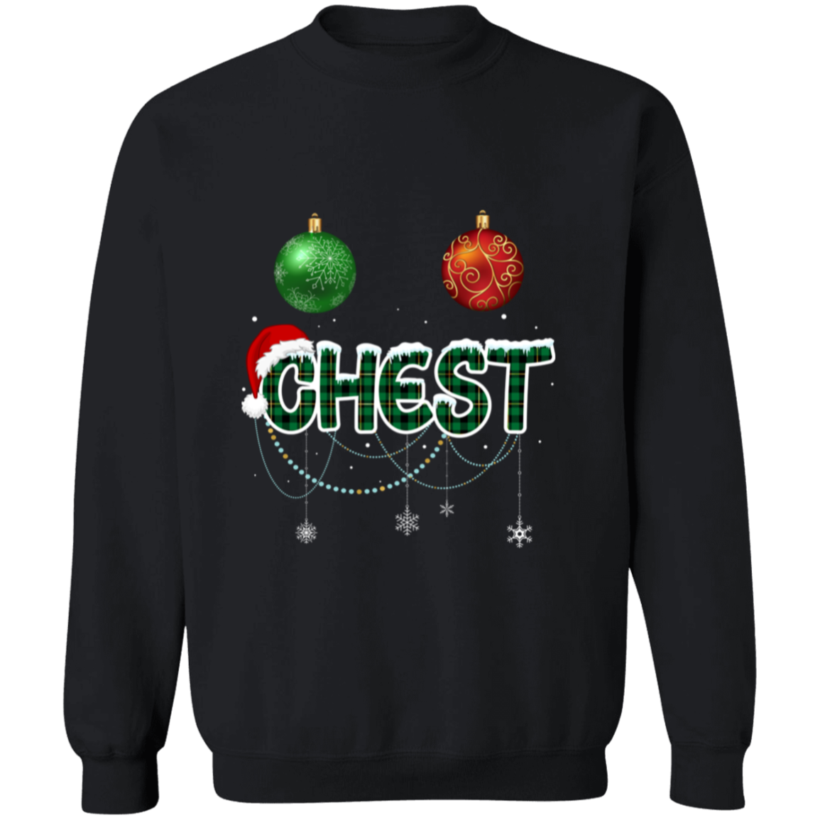 CHRISTMAS COUPLES "CHEST NUTS" FUNNY / UNISEX SOFT PULLOVER CREWNECK SWEATSHIRT