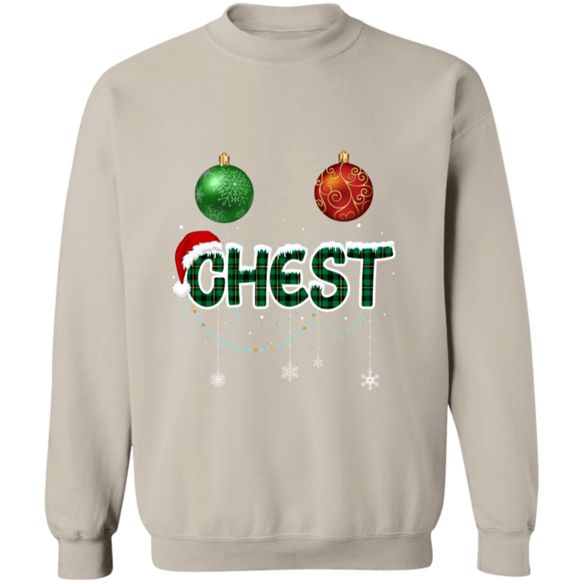 CHRISTMAS COUPLES "CHEST NUTS" FUNNY / UNISEX SOFT PULLOVER CREWNECK SWEATSHIRT