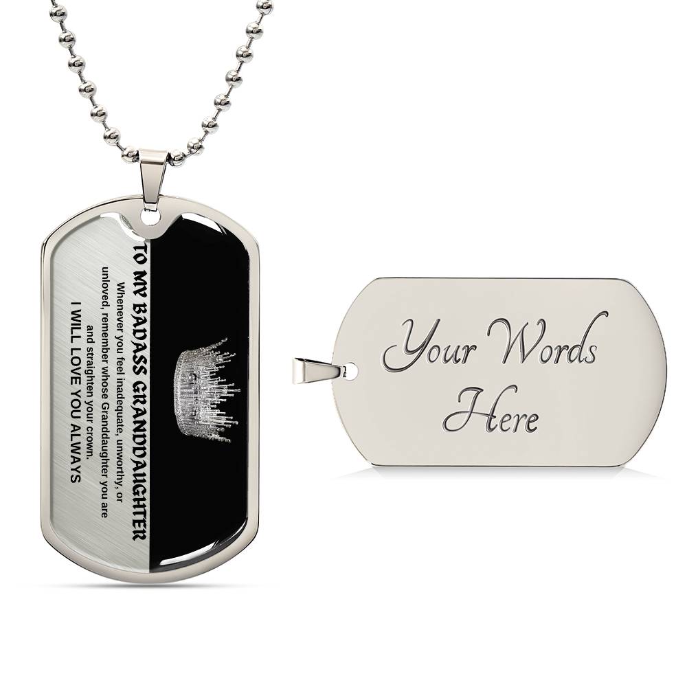 To My Granddaughter Dog Tag Necklace - Valentines, Birthday, Mothers Day, Graduation, Special Occasion Gift