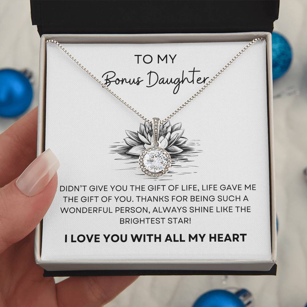 To My Bonus Daughter Necklace and Box Combo - Valentines Day, Mothers Day, Birthday Gift