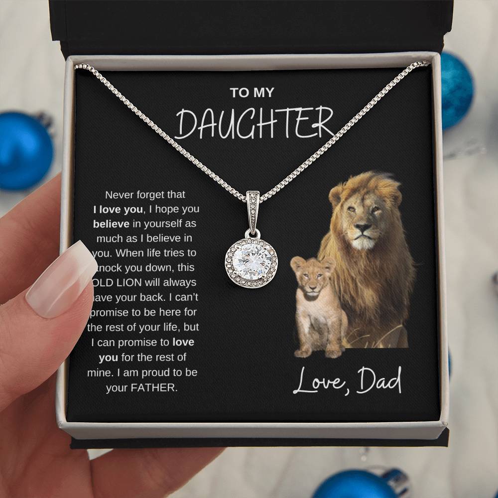 To My Daughter Eternal Hope Lion Necklace from Dad - Valentines, Birthday, Mothers day, Graduation, new job Gift