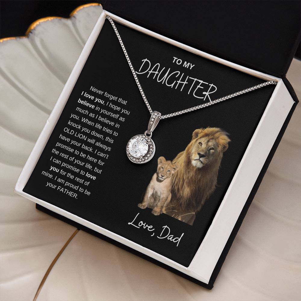 To My Daughter Eternal Hope Lion Necklace from Dad - Valentines, Birthday, Mothers day, Graduation, new job Gift