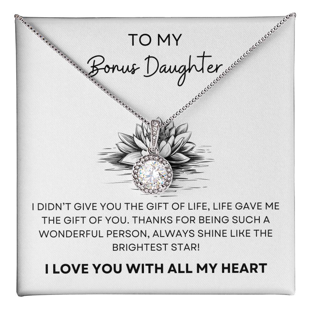 To My Bonus Daughter Necklace and Box Combo - Valentines Day, Mothers Day, Birthday Gift