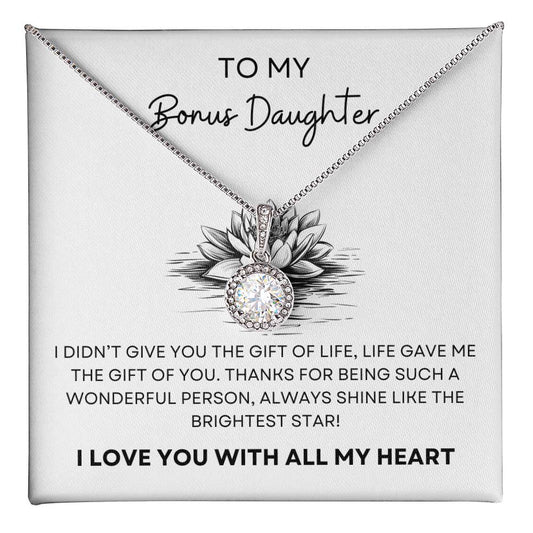 To My Bonus Daughter Necklace and Box Combo - Valentines Day, Mothers Day, Birthday Gift