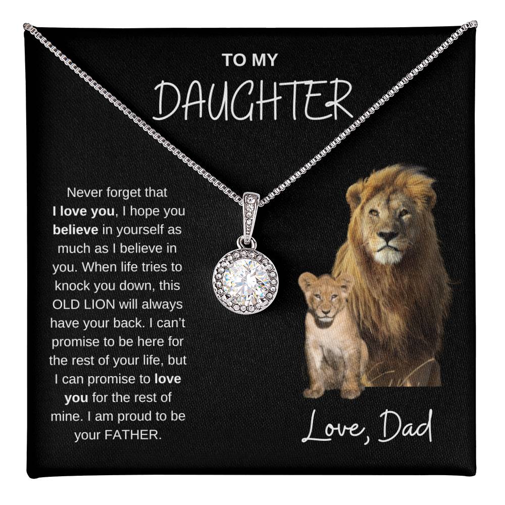 To My Daughter Eternal Hope Lion Necklace from Dad - Valentines, Birthday, Mothers day, Graduation, new job Gift