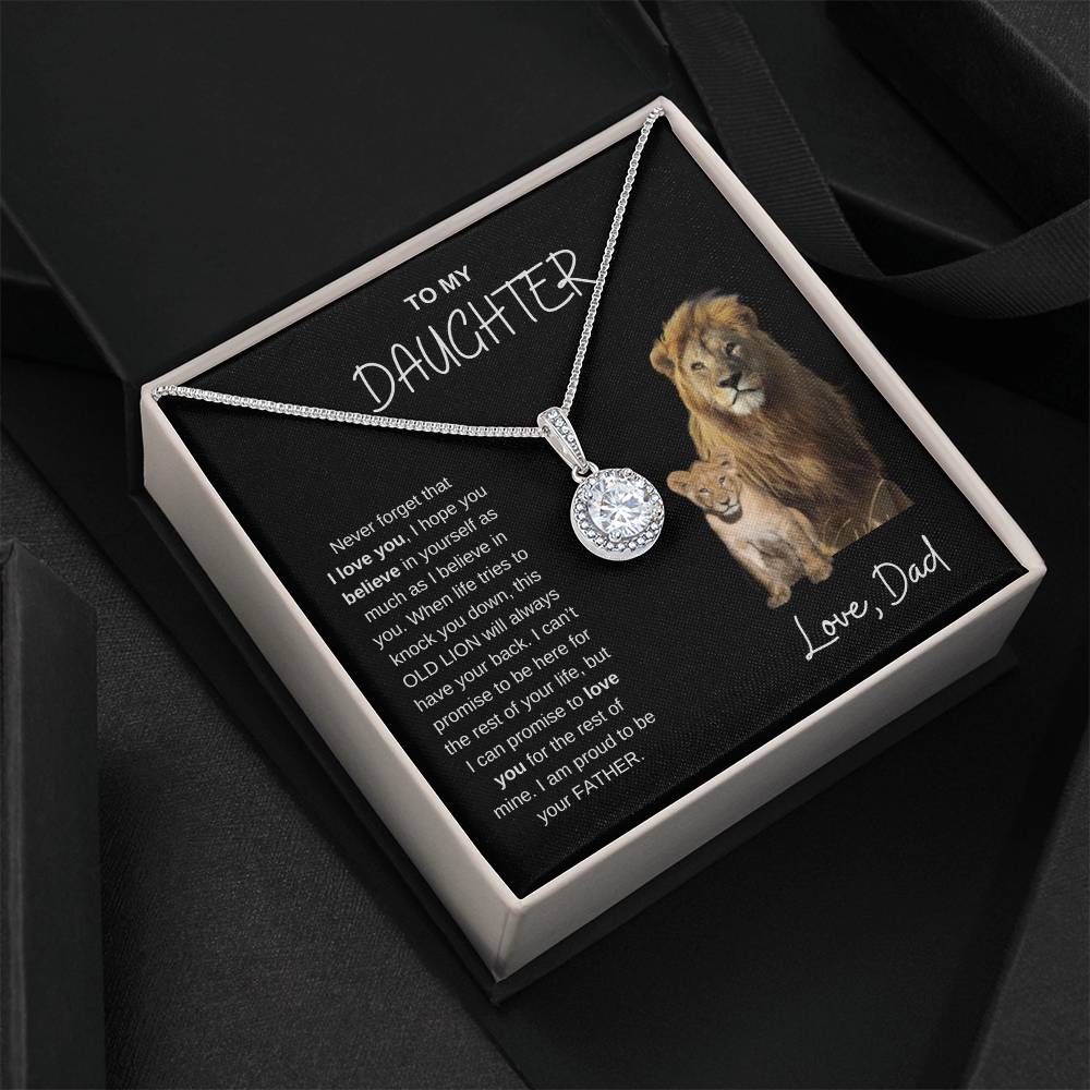 To My Daughter Eternal Hope Lion Necklace from Dad - Valentines, Birthday, Mothers day, Graduation, new job Gift