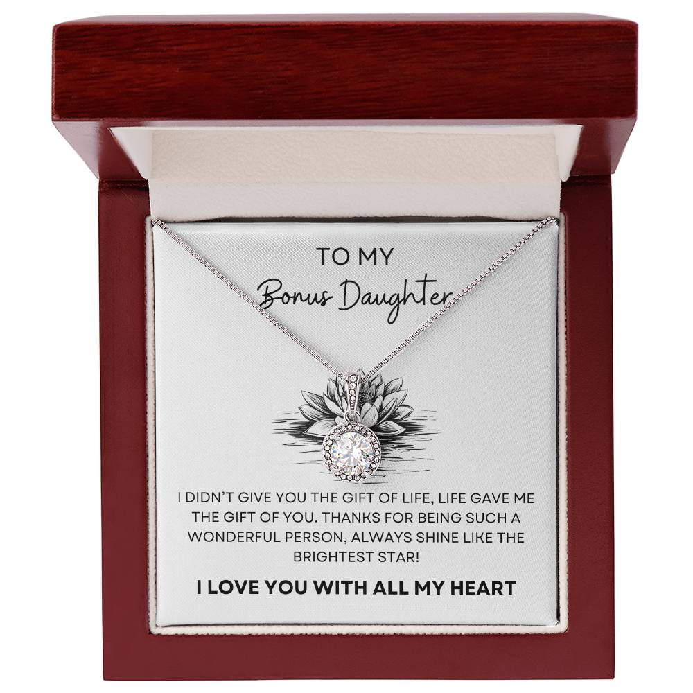 To My Bonus Daughter Necklace and Box Combo - Valentines Day, Mothers Day, Birthday Gift