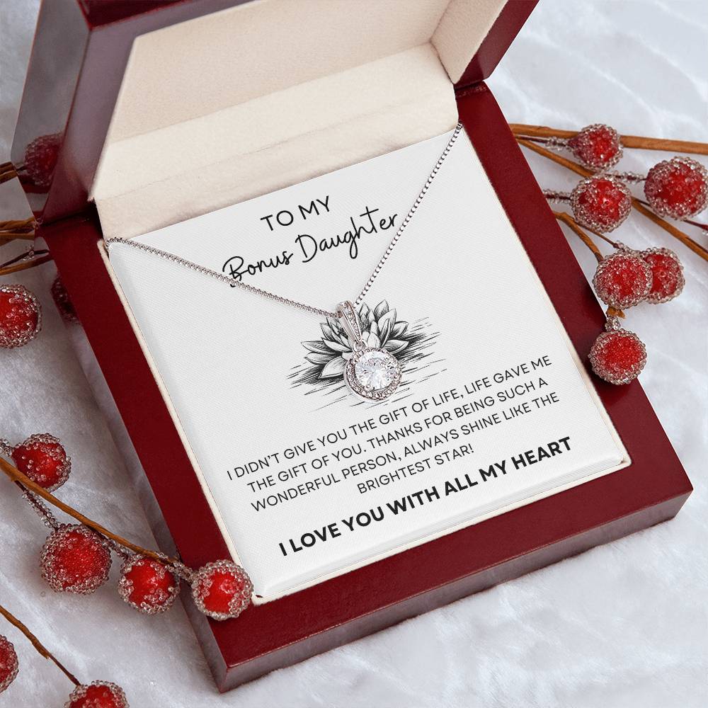 To My Bonus Daughter Necklace and Box Combo - Valentines Day, Mothers Day, Birthday Gift