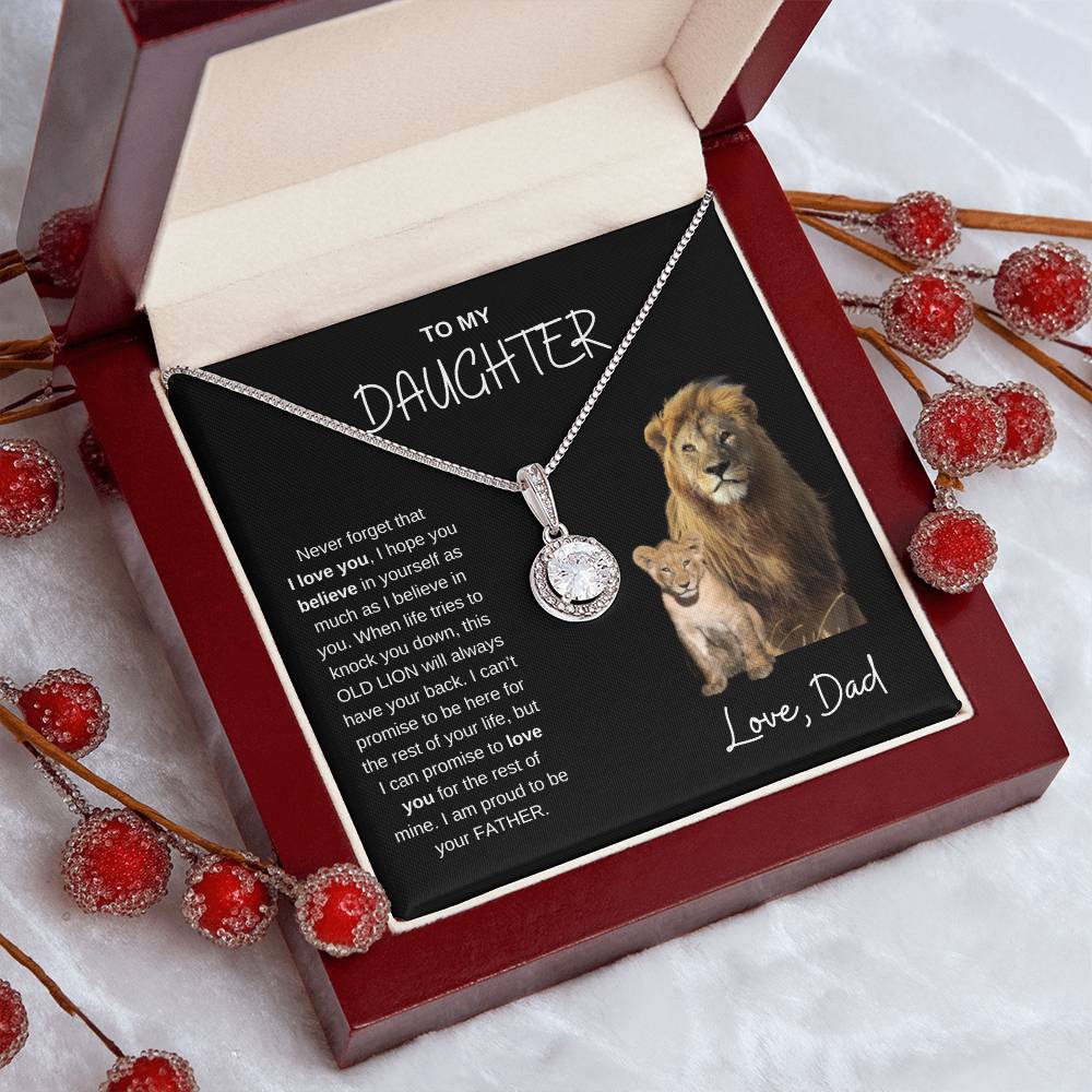 To My Daughter Eternal Hope Lion Necklace from Dad - Valentines, Birthday, Mothers day, Graduation, new job Gift