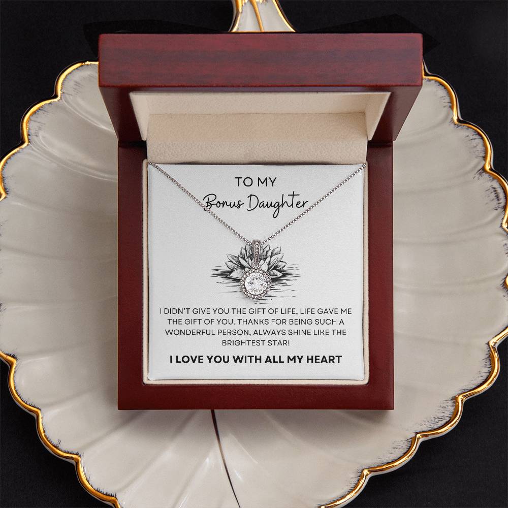 To My Bonus Daughter Necklace and Box Combo - Valentines Day, Mothers Day, Birthday Gift