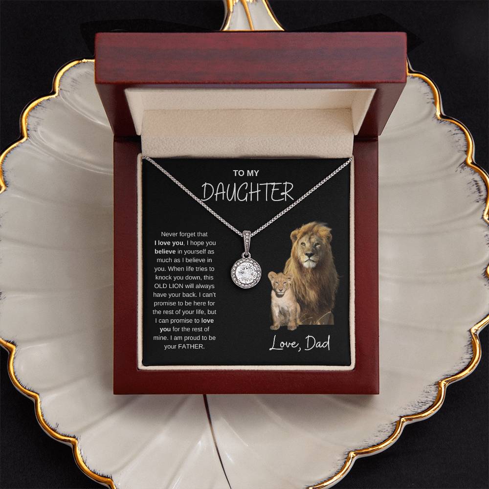 To My Daughter Eternal Hope Lion Necklace from Dad - Valentines, Birthday, Mothers day, Graduation, new job Gift