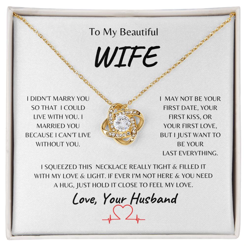 Everlasting Love Knot Necklace - 14k White Gold & 18k Yellow Gold Finishes - GREAT Valentines, Mothers Day, and Anniversary Gift