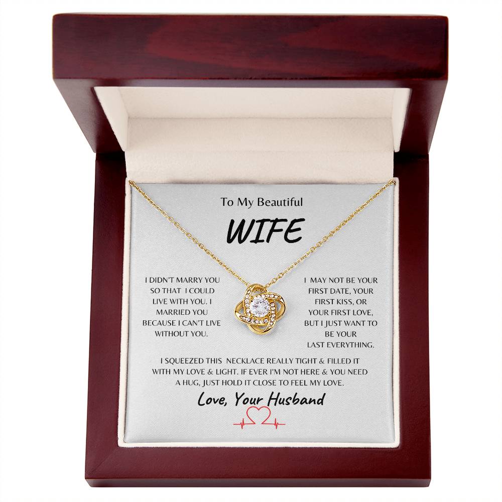 Everlasting Love Knot Necklace - 14k White Gold & 18k Yellow Gold Finishes - GREAT Valentines, Mothers Day, and Anniversary Gift