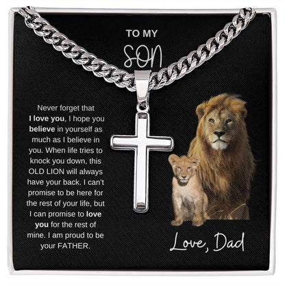 To My Son Cross Necklace from Dad - Valentines, Birthday, Graduation, New Job, Fathers Day Gift