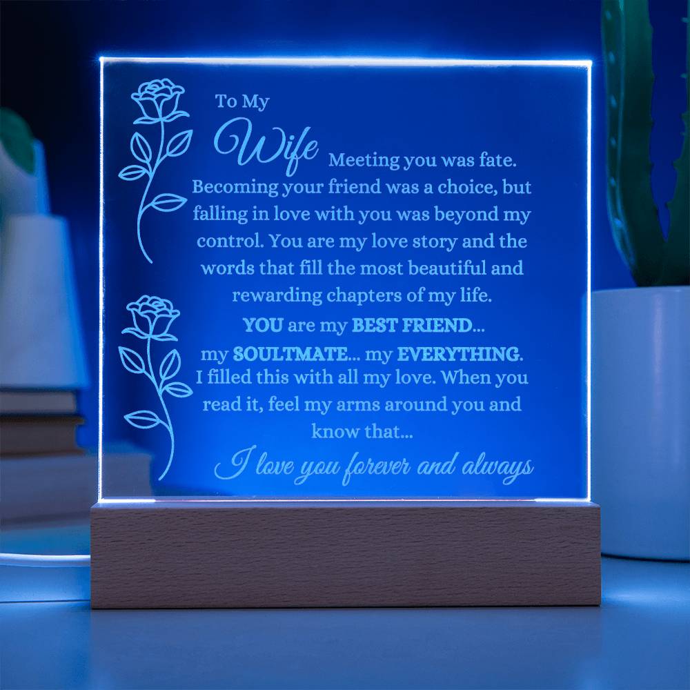 Eternal Embrace Illuminated Acrylic Love Plaque  - Gift for Wife - Valentines Day, Anniversary, Gift, Thinking of Her