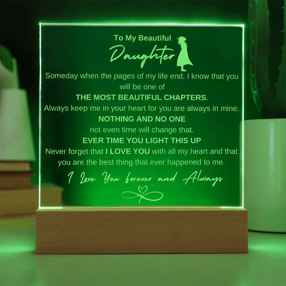 To My Daughter Love Forever Light Up Plaque with Base - Valentines Day, Birthday, Graduation, Mothers Day, Special Occasion Gift.