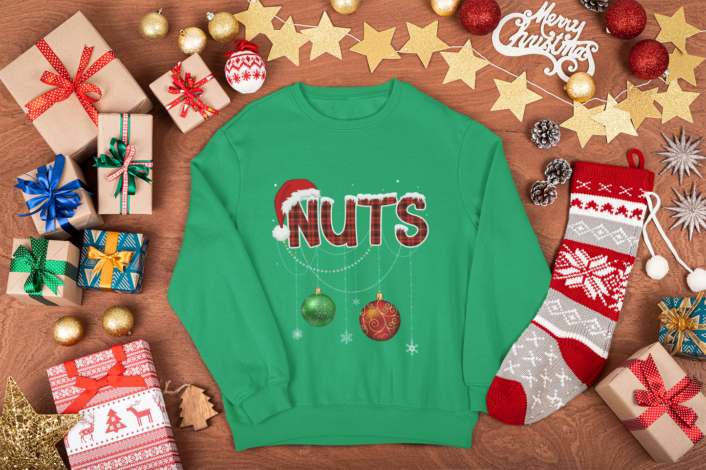 CHRISTMAS COUPLES "CHEST NUTS" FUNNY / UNISEX SOFT PULLOVER CREWNECK SWEATSHIRT